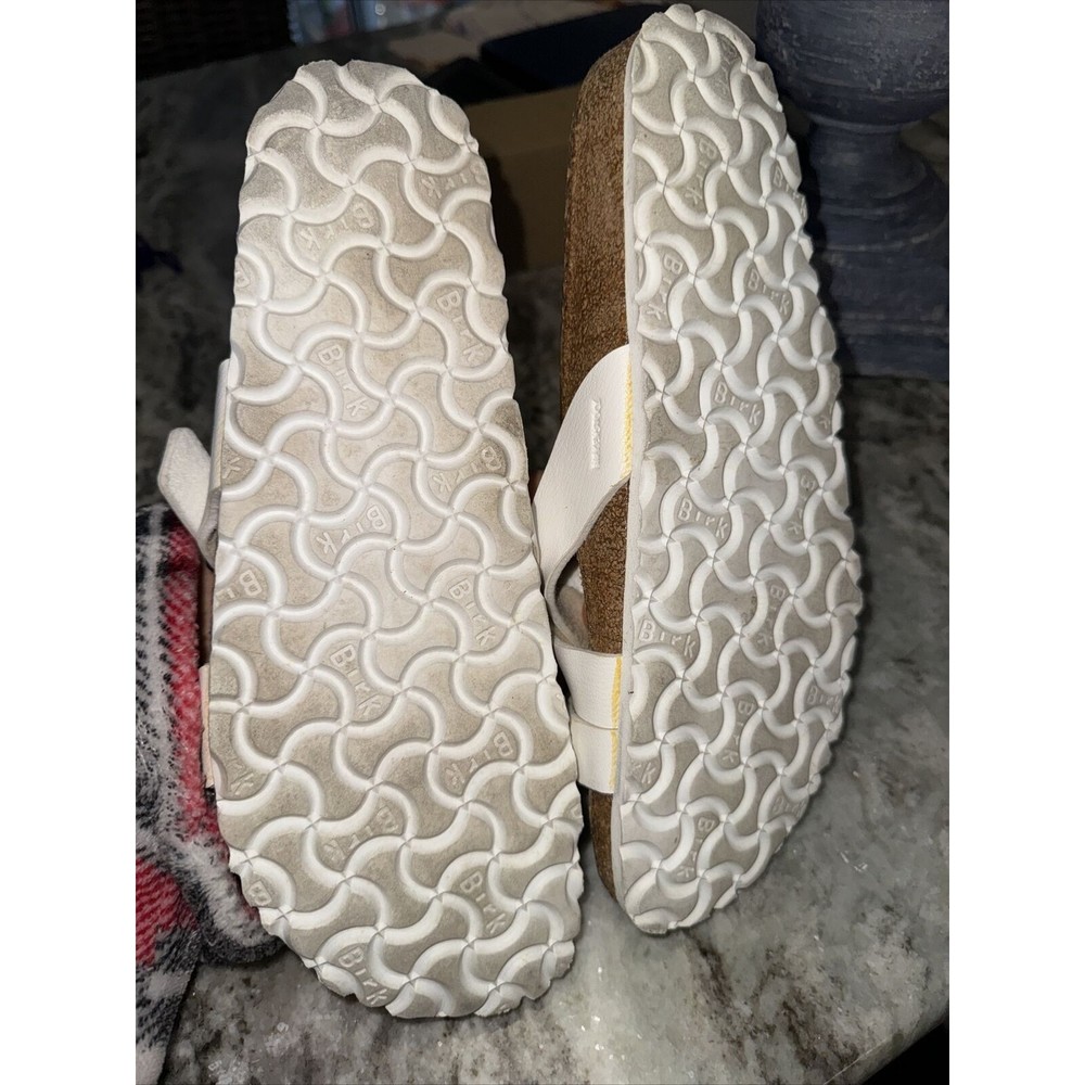 Birkenstock White Mules with Rose Gold Buckles - Picture 5 of 8